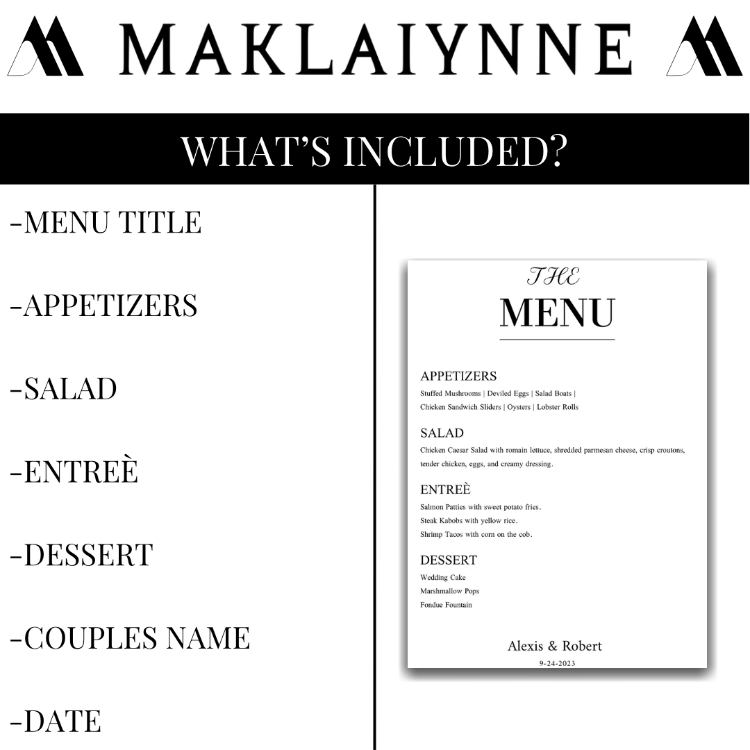 WEDDING MENU TEMPLATE