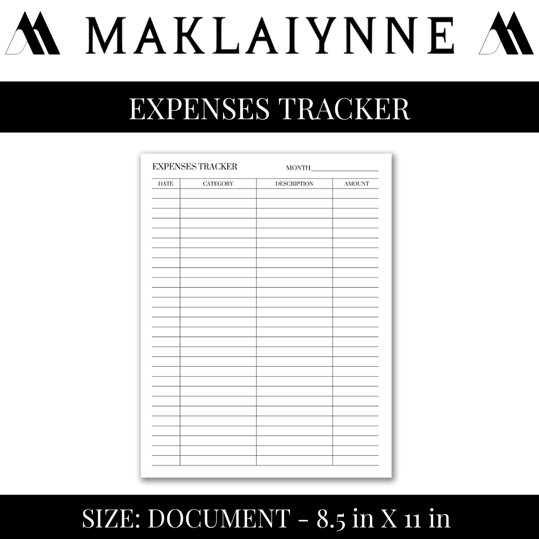 MONTHLY EXPENSES TRACKER PRINTABLE