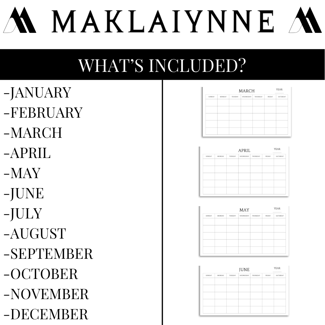 MONTHLY CALENDAR PRINTABLE