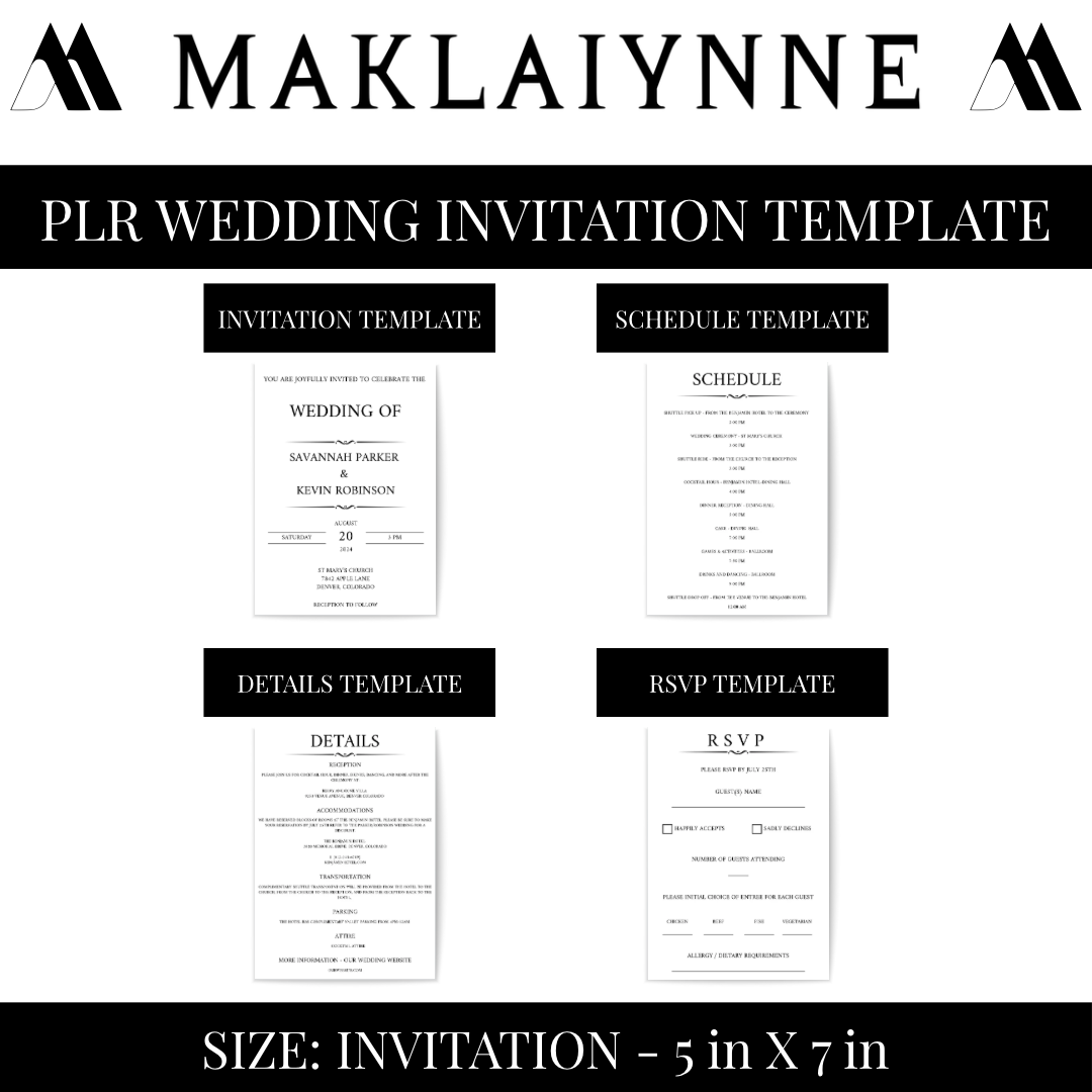 PLR Wedding Invitation Template Set