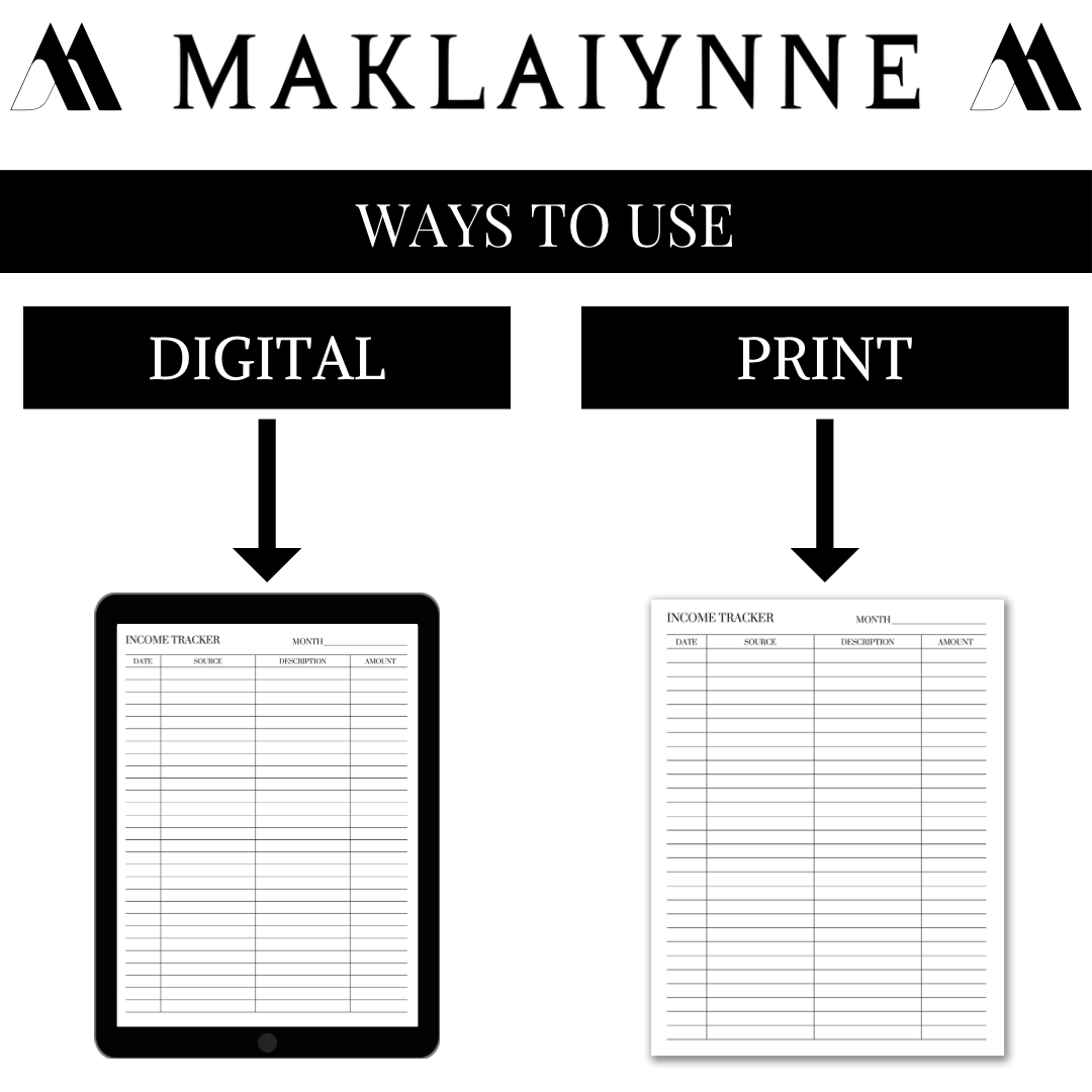 INCOME TRACKER PRINTABLE