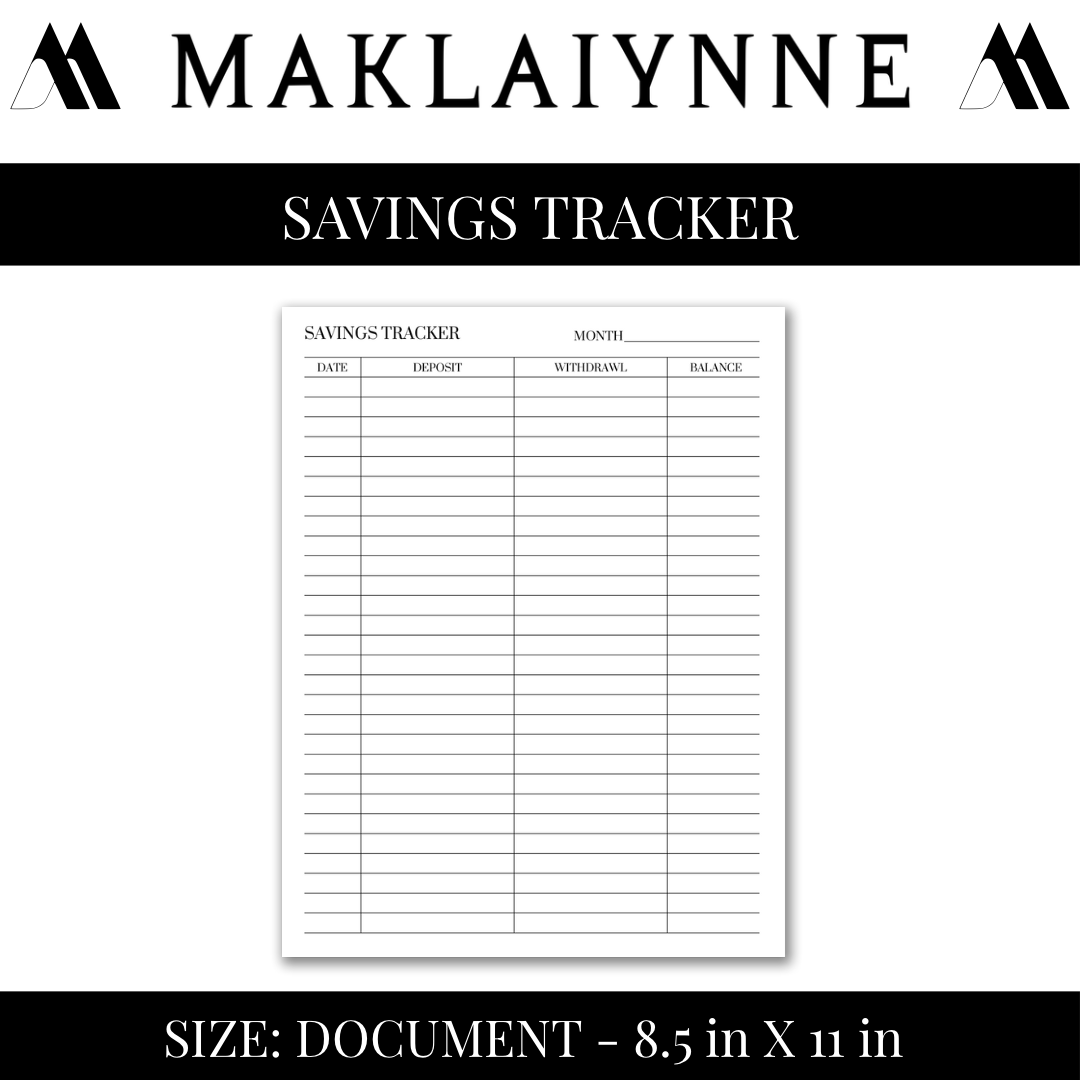 SAVINGS TRACKER PRINTABLE