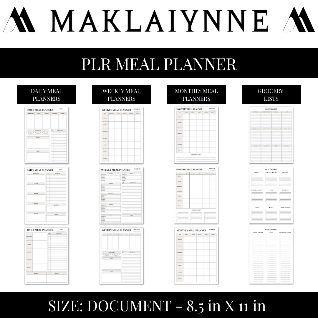 PLR Meal Planner Template
