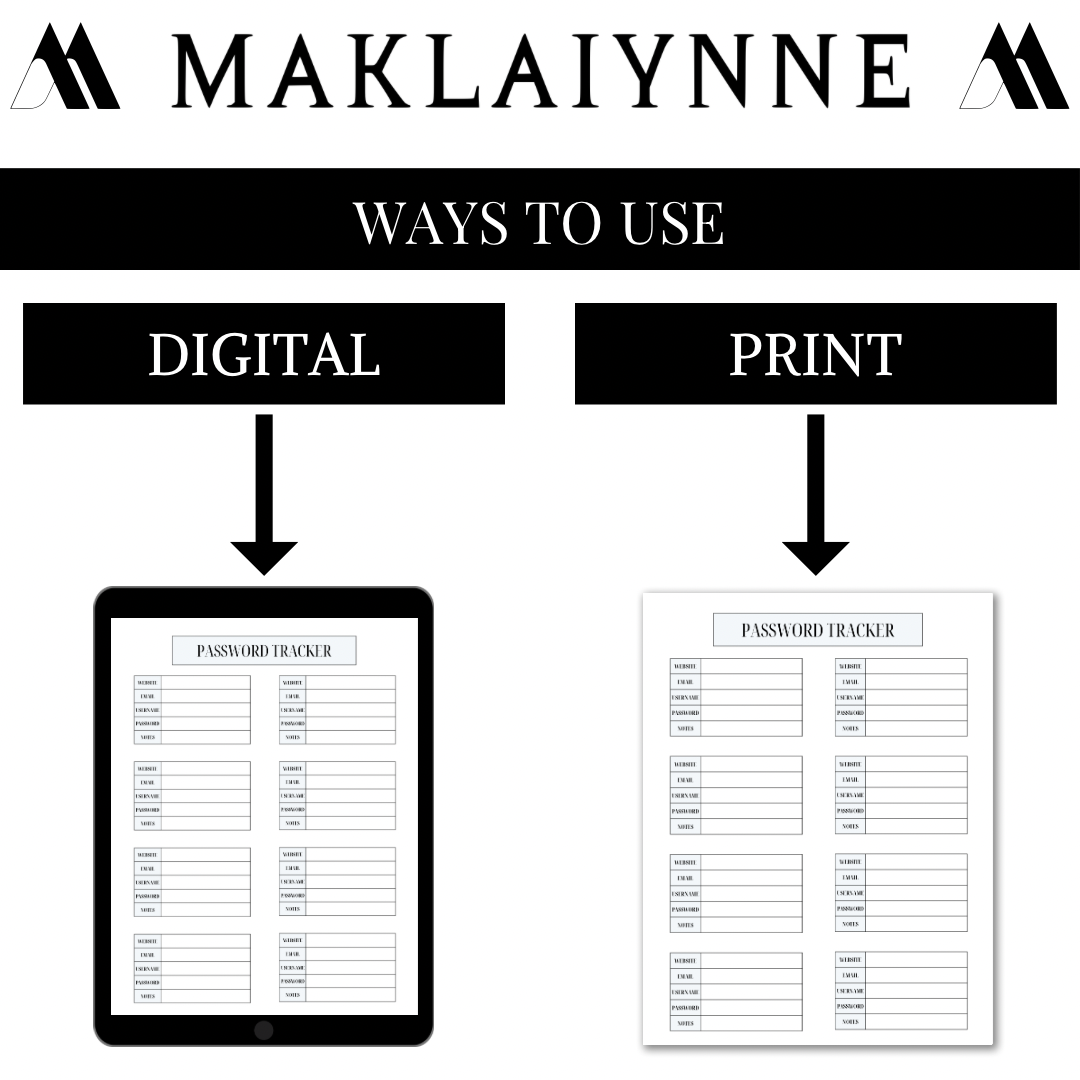 PASSWORD TRACKER PRINTABLE