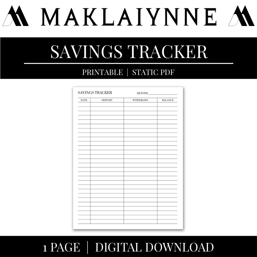 SAVINGS TRACKER PRINTABLE