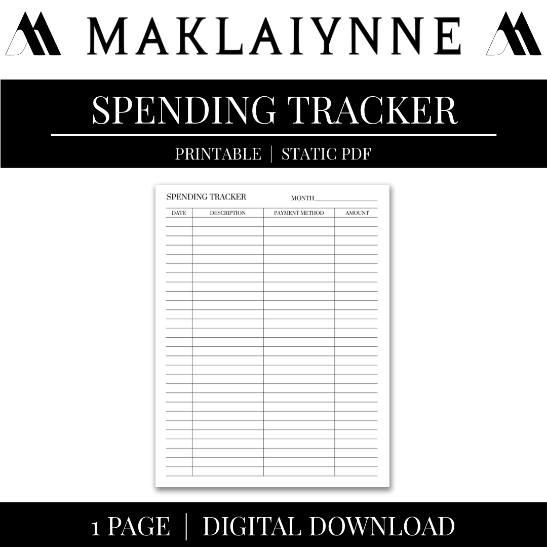SPENDING TRACKER PRINTABLE