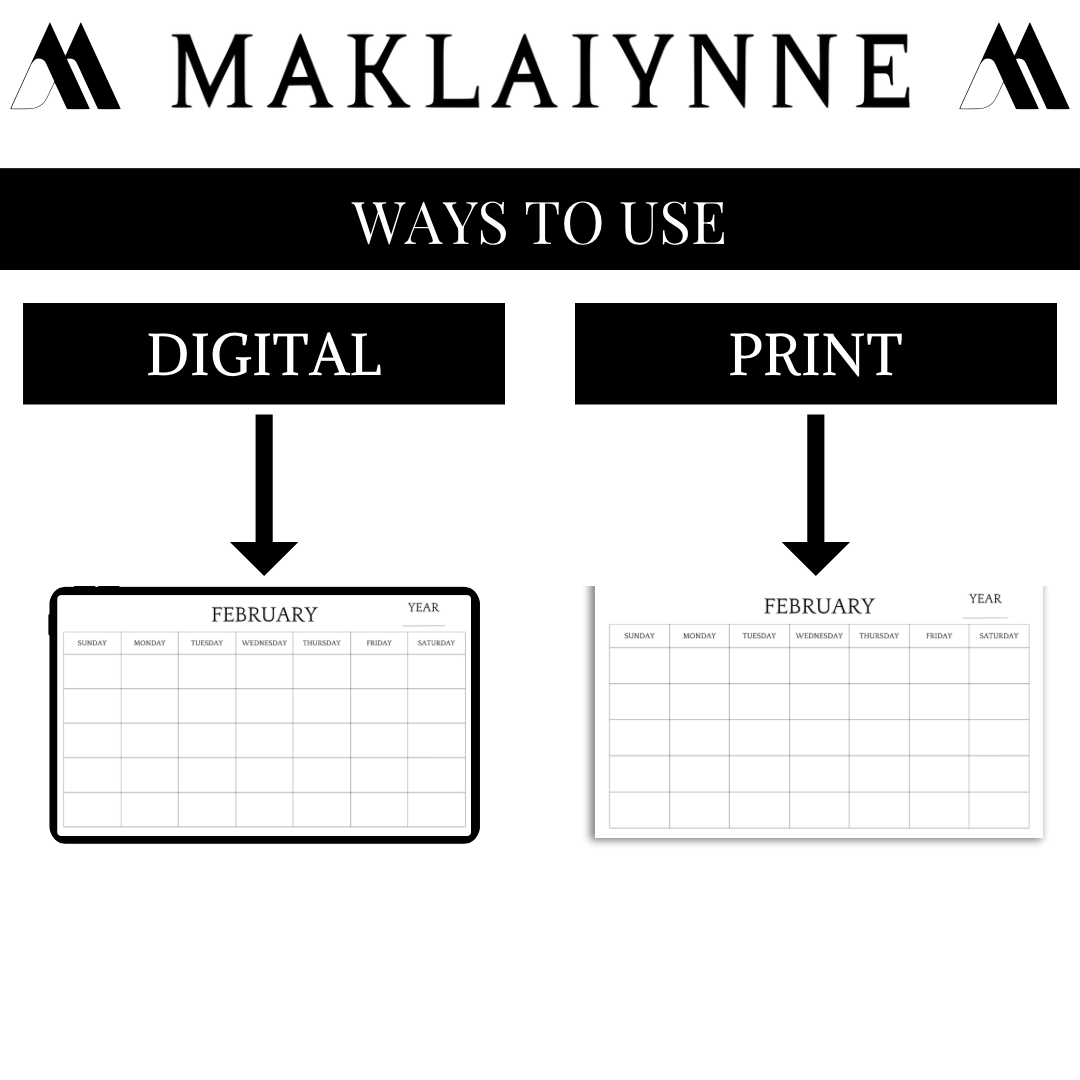 MONTHLY CALENDAR PRINTABLE