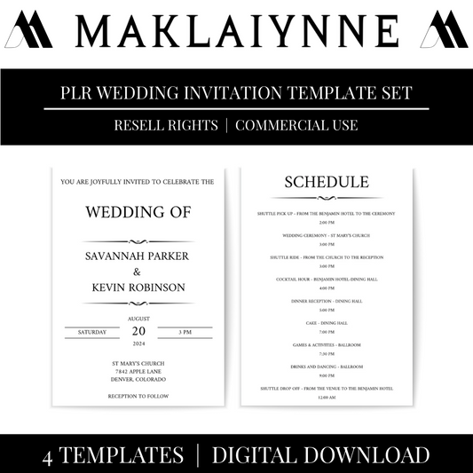 PLR Wedding Invitation Template Set
