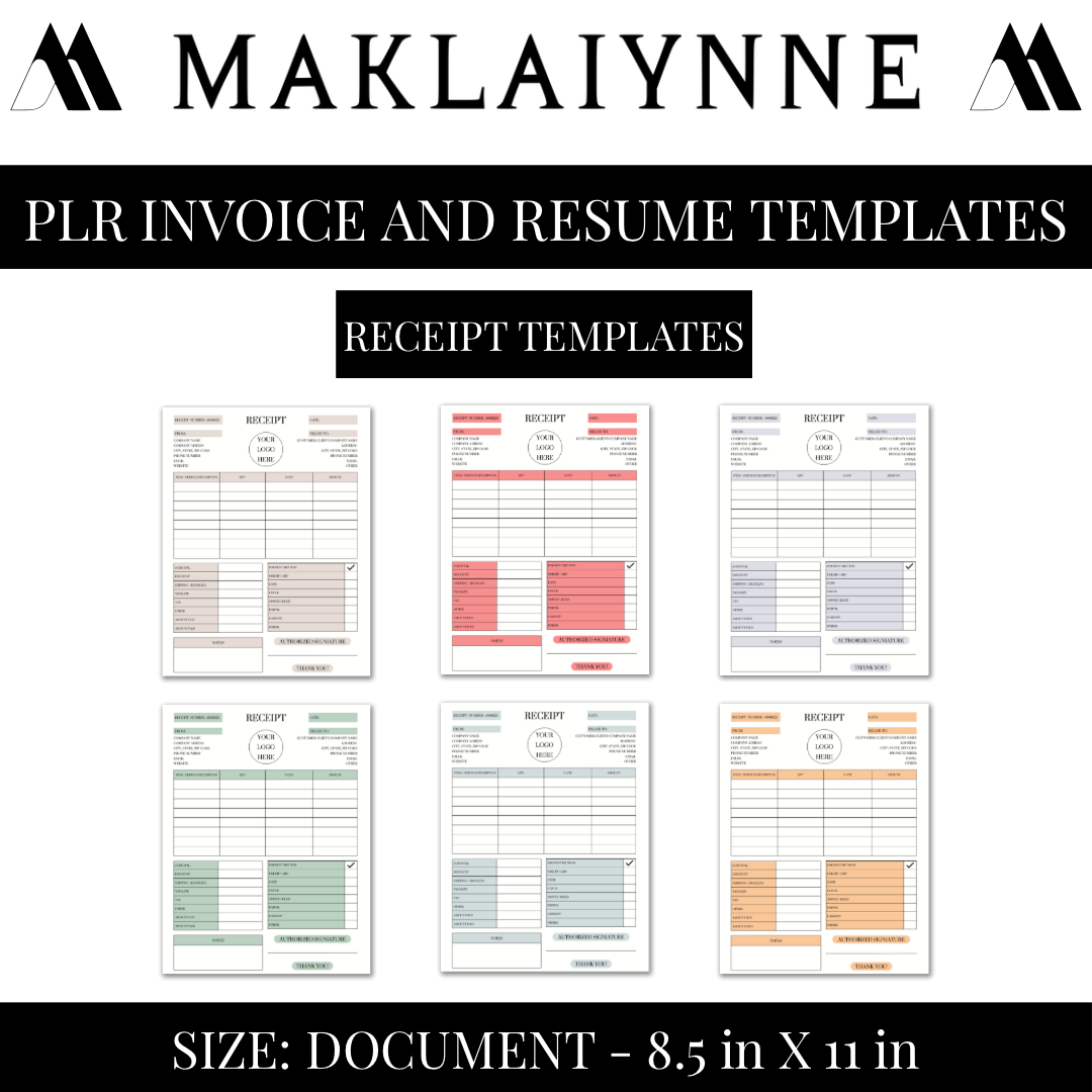 PLR Invoice And Receipt Template Bundle