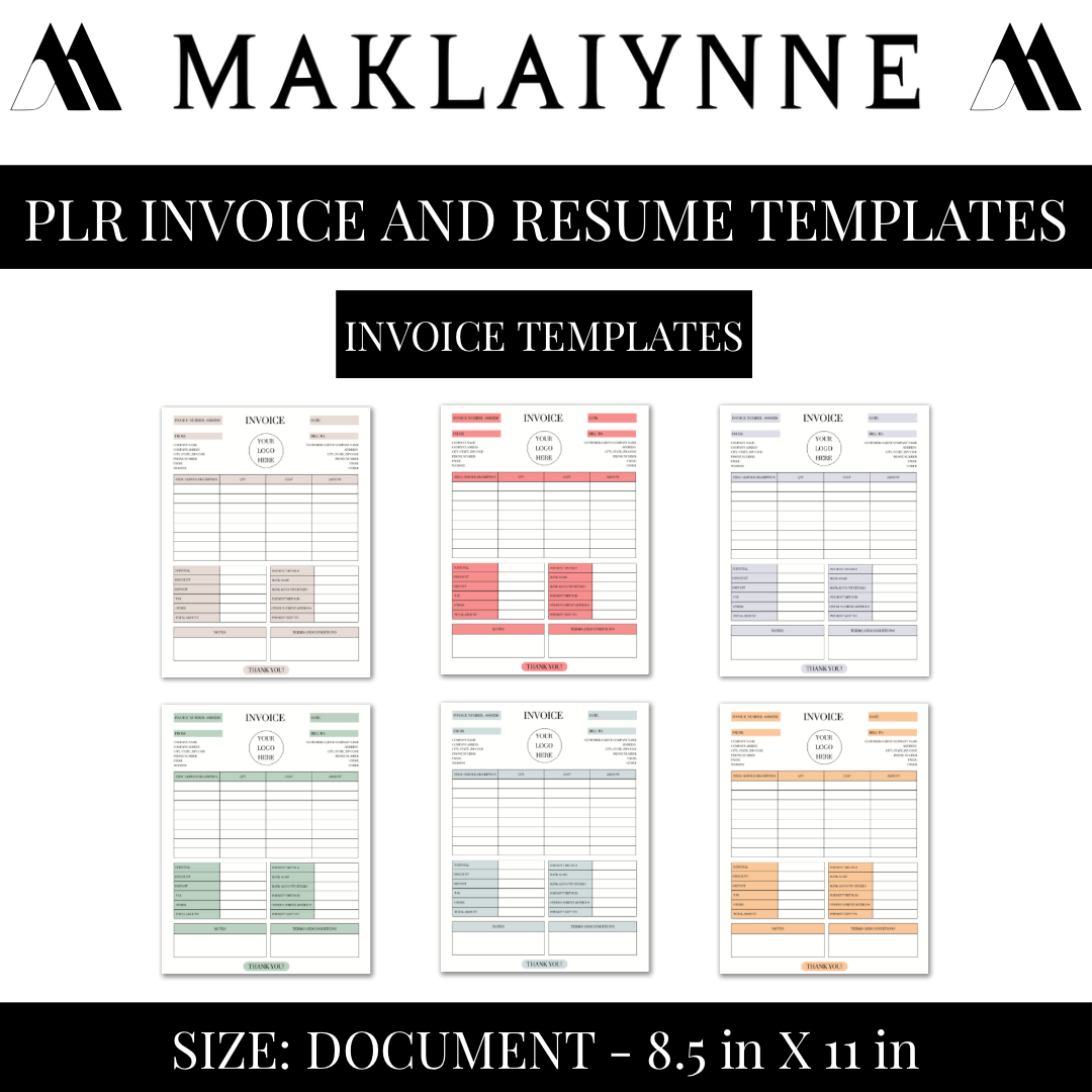 PLR Invoice And Receipt Template Bundle