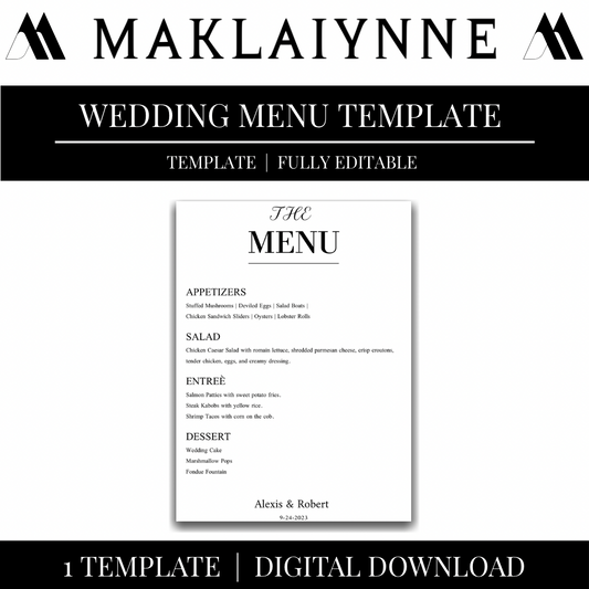 WEDDING MENU TEMPLATE