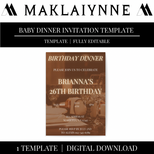 Birthday Dinner Invitation Template