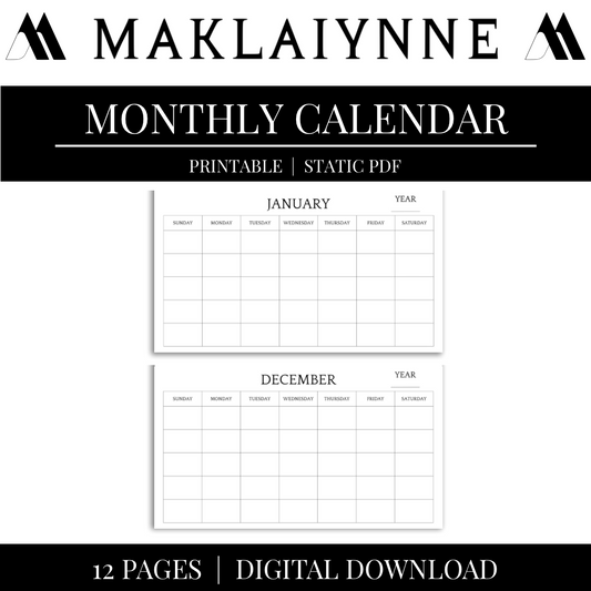 MONTHLY CALENDAR PRINTABLE
