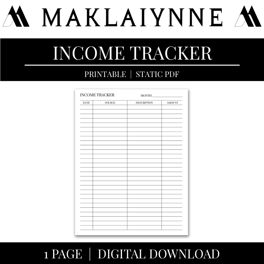 INCOME TRACKER PRINTABLE