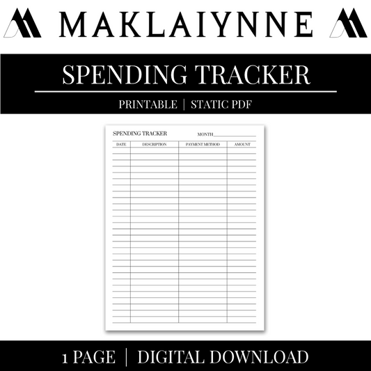 SPENDING TRACKER PRINTABLE
